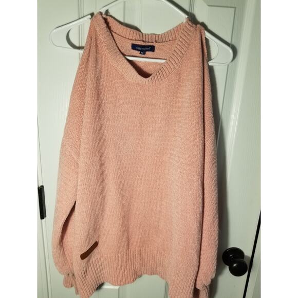 SIMPLY SOUTHERN COLD SHOULDER KNIT SWEATER M PINK Women's Cozy - Picture 1 of 7